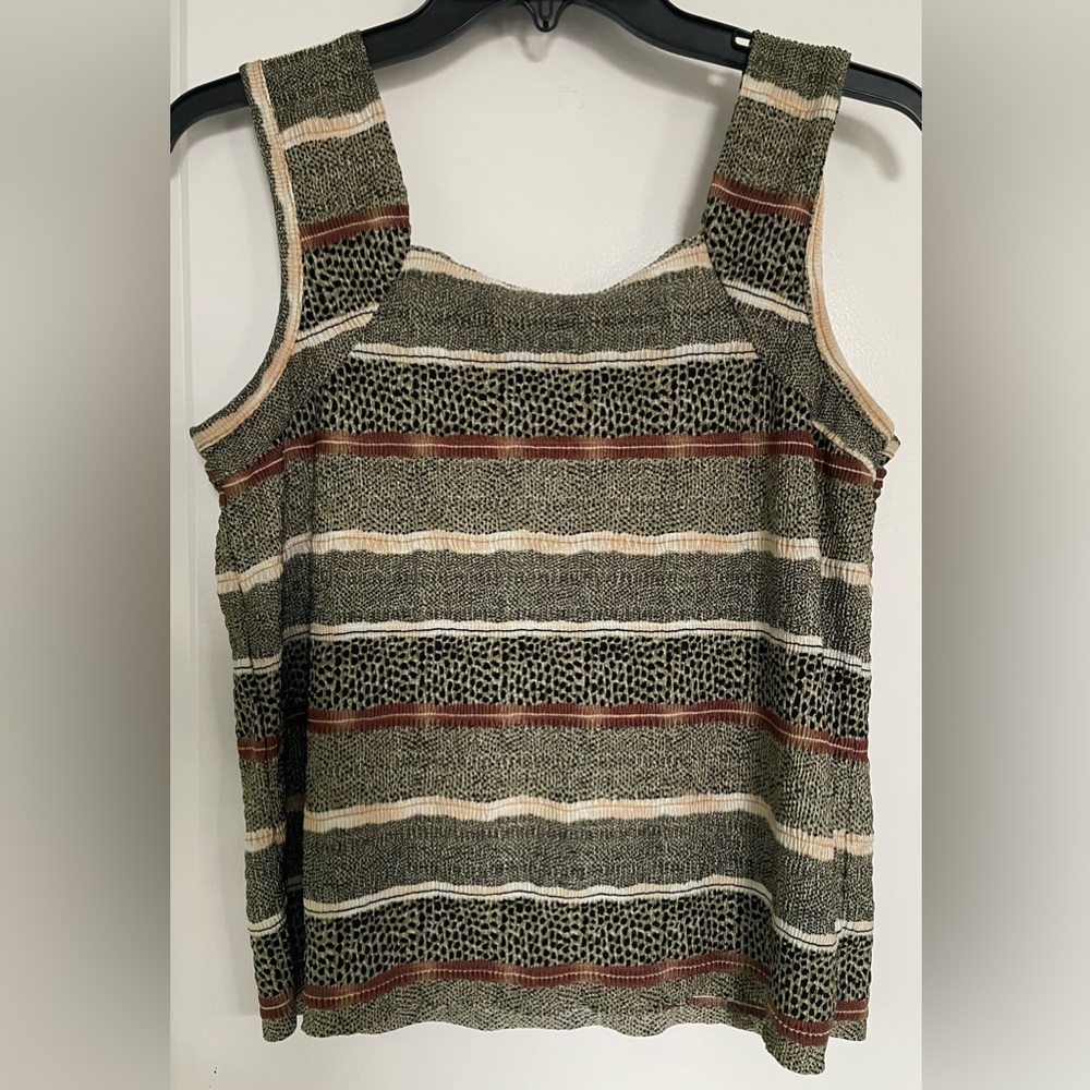 Pleat Pleat By Rafael Tank Top Y2K Wide Strap Multicolored Womens Size S Casual